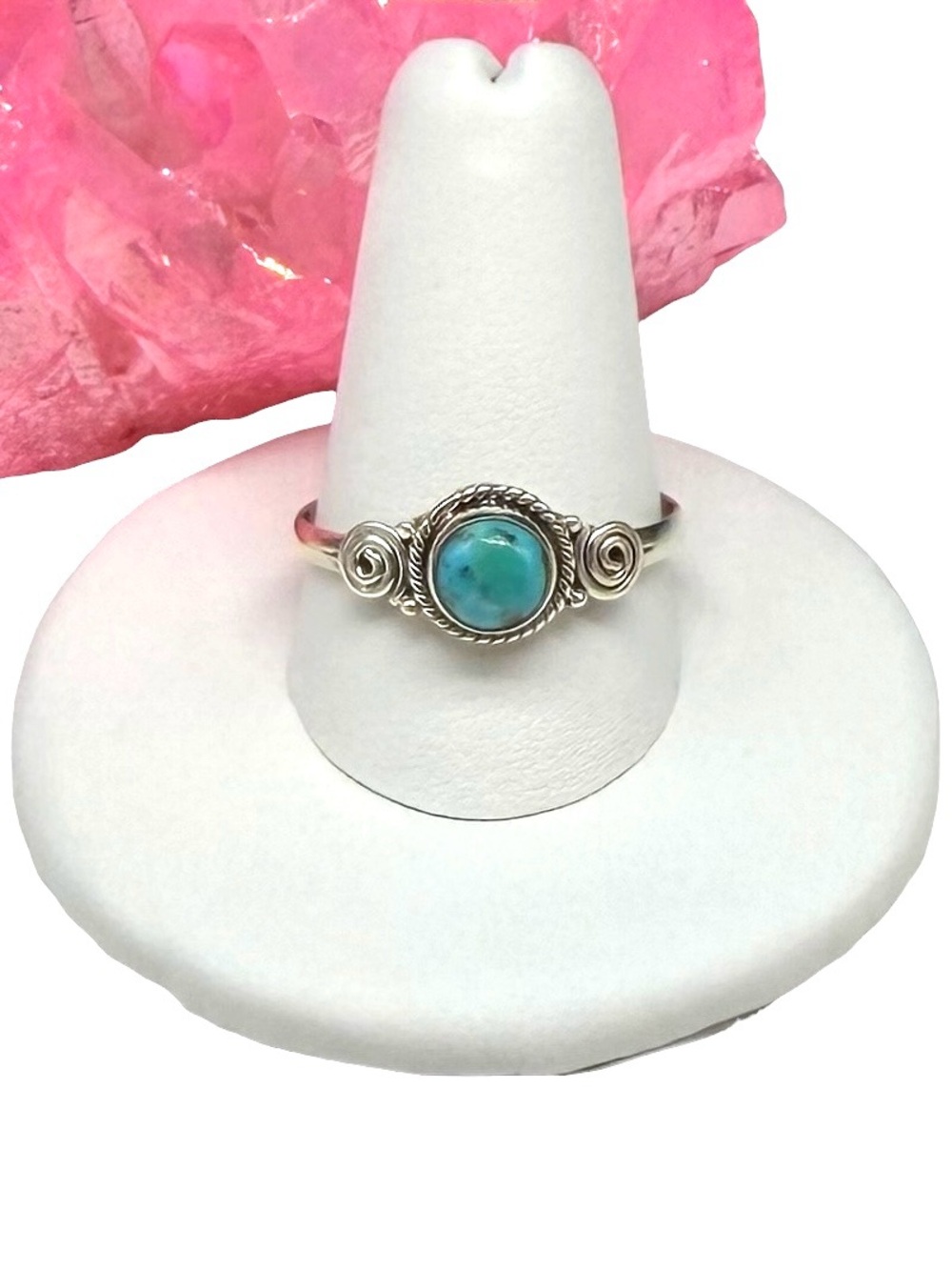 Kingman Turquoise Ring Size 10.5 Solid 925 Sterling Silver Dainty